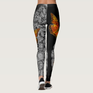 LEGGING BORRACHAS DE PADRÕES PRETOS DE PADRÃO ANTIGO