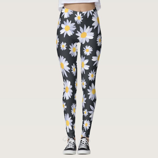 Legging Botânica das Flores Brancas Clássicas (Frente)