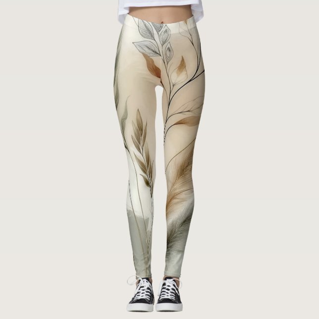 Legging Botânica Moderna Verde Tênue Casamento Boho (Frente)