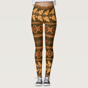 Legging Botão Cruzado de Outono Retro Striped