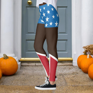 Legging Botas azuis patrióticas do vermelho das estrelas
