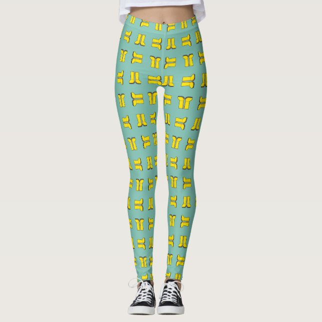Legging Botas de Borracha Amarela para Chuva (Frente)