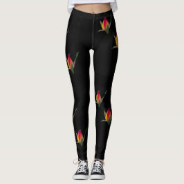 Legging botões amarelo e rosa vermelha perfeitos nas perna