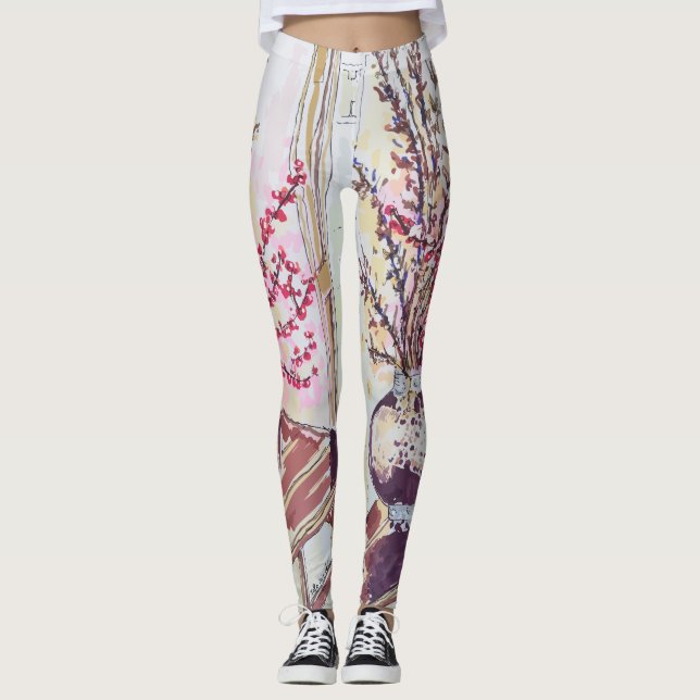 Legging Botões de Ameixa Vermelha (Frente)