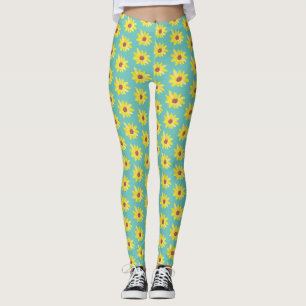 Legging Botões de girassol aquarela Vibrantes Pintados à m