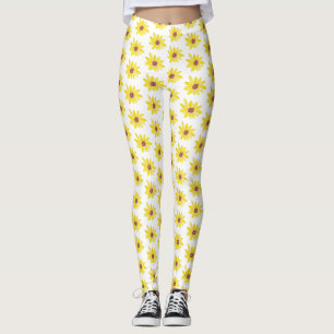Legging Botões de Girassol em Aquarela Vibrantes Pintados 