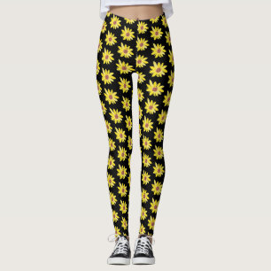 Legging Botões de girassol em aquarela Vibrantes pintados 