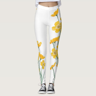 Legging Botões de Ouro Pintados à Aquarela Flor