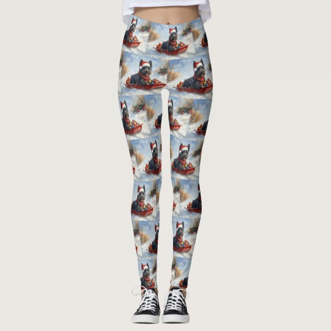Legging Bouviers Des Flandres Dog em Sledge Christmas (Frente)
