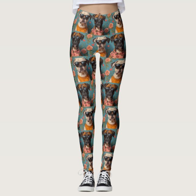 Legging Boxer com Dia de os namorados de Rosas cardíacos (Frente)