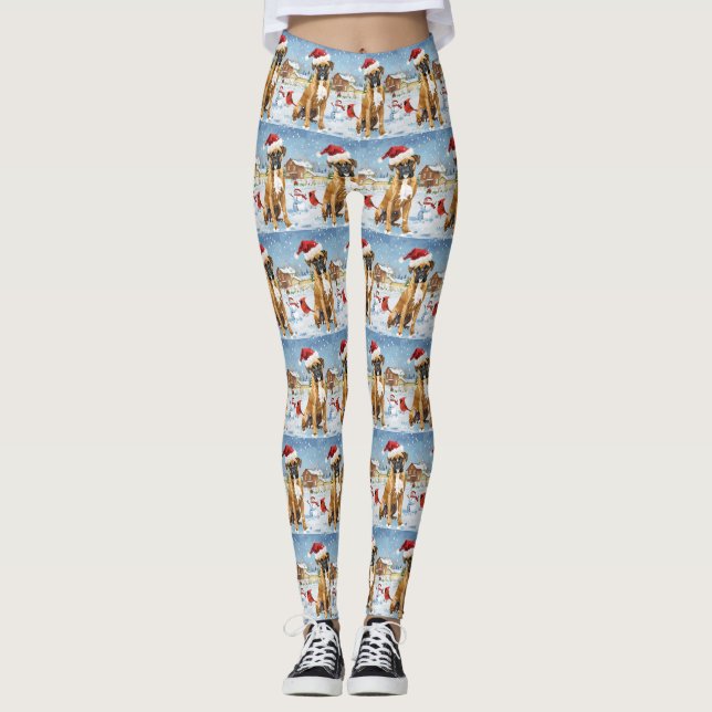 Legging Boxer Dog Winter Wonderland Natal Joy (Frente)