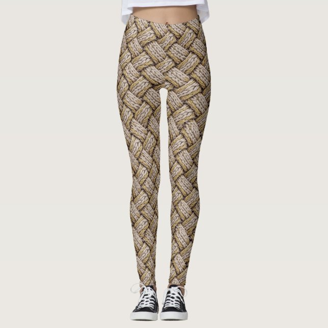 Legging Braided Thread Knit Texture – Warm Beige (3) (Frente)