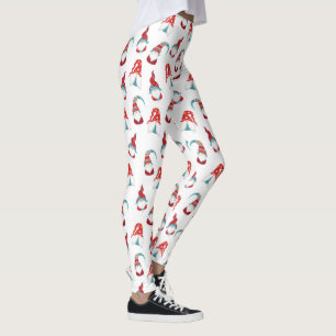 Legging Branca de Gnome Elf Padrão Nórdico Moderno