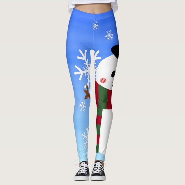 Legging Branca de Natal Snowman (Frente)