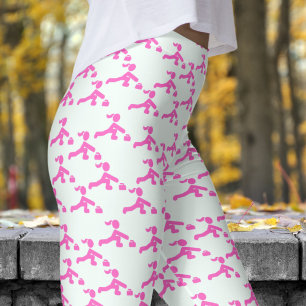 Legging Branca Divertida e Mulher Rosa Curvando Padrão