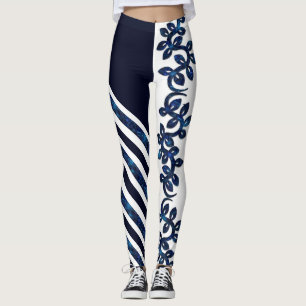Legging Branca e Design Azul - Bold e Lindos