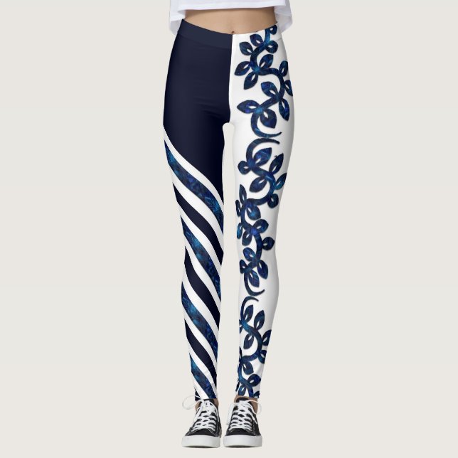 Legging Branca e Design Azul - Bold e Lindos (Frente)