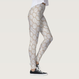 Legging Branca, Lace Daisy, Feliz, Sexy Clássico Quente