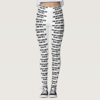 legging branca "O amor não é um favor; pare de imp