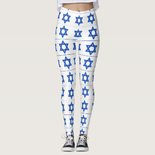 Legging branco azul da estrela de David
