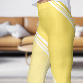 Legging Branco-chic sob Impressão amarelo-pálido