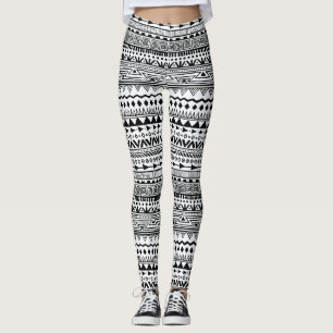 Legging Branco com Padrão de Design de Étnica Negra