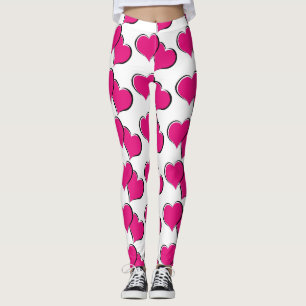 Legging branco de corações vermelhos