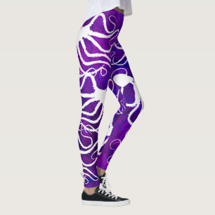 Legging Branco do polvo do Amy no roxo - caneleiras