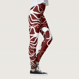 Legging Branco do polvo do Amy no vermelho - caneleiras