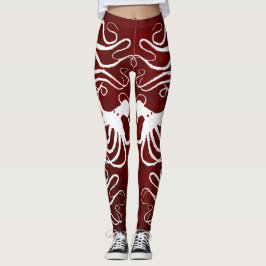 Legging Branco do polvo do Amy no vermelho - caneleiras