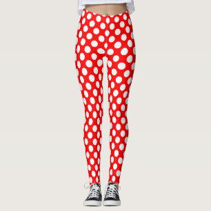 Legging Branco em Bolinhas de tamanho médio vermelho