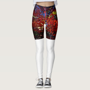 Legging Branco vermelho, caneleiras de Espressionsim