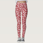 Legging Branco Vermelho Cat<br><div class="desc">Muitos gatos brancos em um fundo vermelho. Um padrão divertido para qualquer época do ano, mas particularmente divertido para o Natal. Ideal para veterinários ou amantes de os animais.</div>