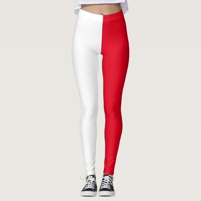 Legging Branco vermelho de dois tons (Frente)