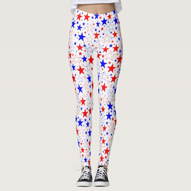 Legging Branco vermelho e azul (Frente)