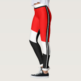Legging Branco vermelho e preto com faixa lateral
