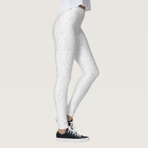 Legging Brancos Em Rochas Florais De Damasco Branco