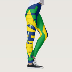 Legging Brasil - Inscrição Sinalizador Verde Azul Amarel