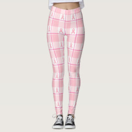 Legging Breast Cancer Awareness Plaid Pink Ribbon
