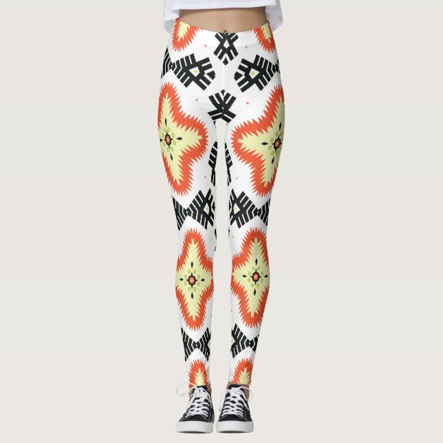 Legging Bright Carpet: Ornamento Etnico Aztec (Frente)