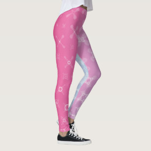 Legging Bright Pink and Pastel Mint Abstract Eleganzia