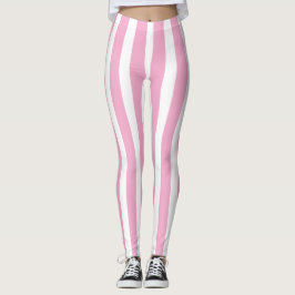 Legging Bright Pink and White Striped Stylish