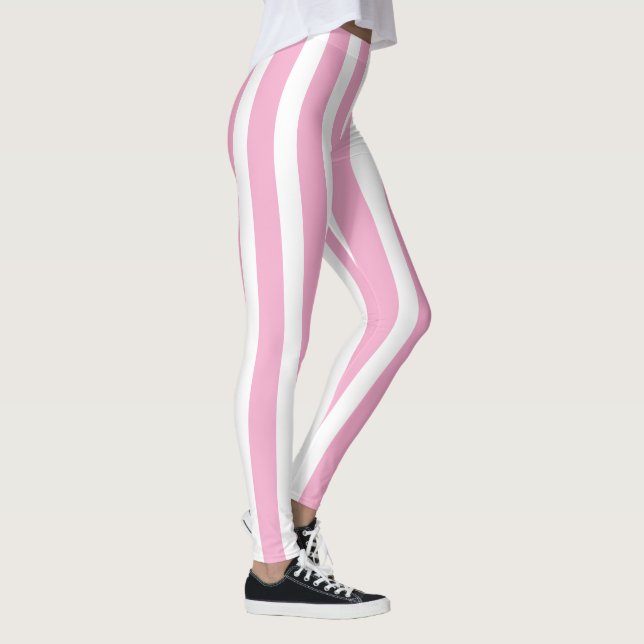 Legging Bright Pink and White Striped Stylish (Direita)