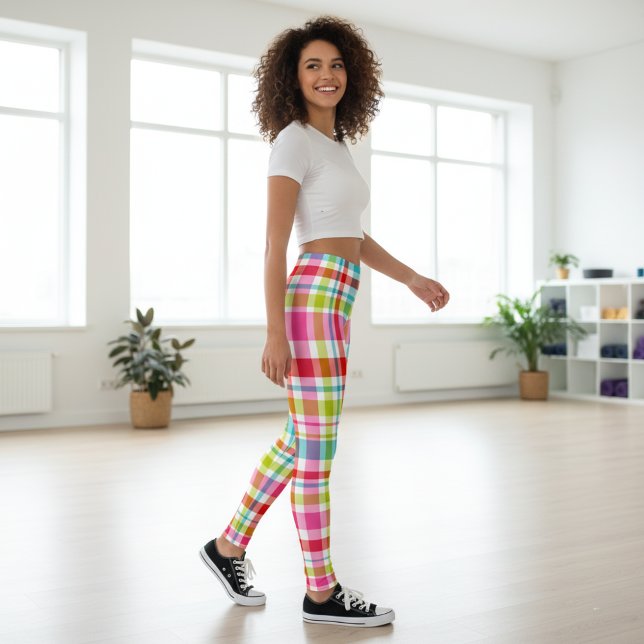 Legging Bright Rainbow Plaid Checkered Pattern  (Criador carregado)