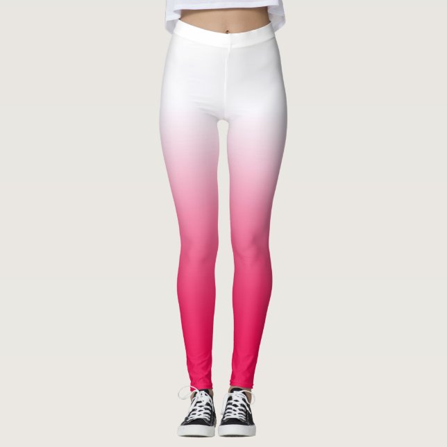 Legging Bright summer red and white gradient ombre (Frente)