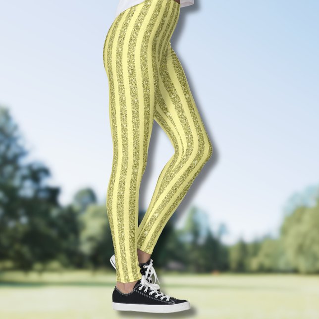 Legging Bright Yellow Glitter Style Vertical Stripes (Criador carregado)