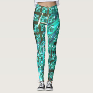 Legging Brilhante azul claro, quadrados ou dentro de image