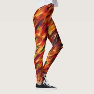 Legging Brilhante manchado de vermelho a laranja, um pouco