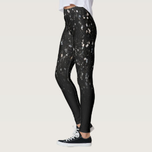 Legging Brilhante preto e branco brilha como brilho ombre