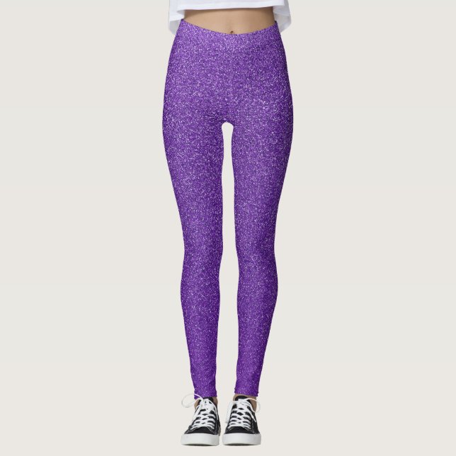 Legging Brilhante Roxo, Espontilha, Fundo Da Brilho (Frente)